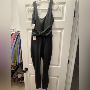 Black v cut body suit